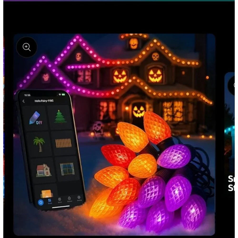 Smart C9 LED RGB String Lights by Hello Fairy - Color Changing Music Sync App